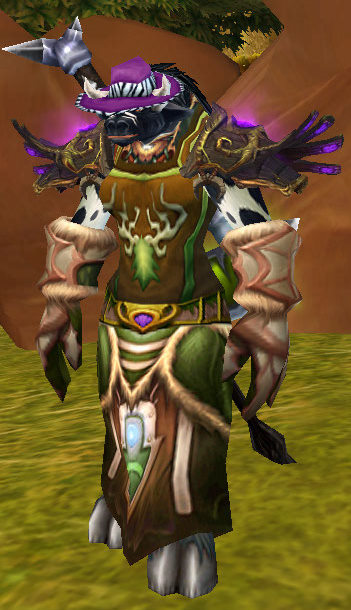 Tauren feral druid Swiftwing with the pretty purple hat