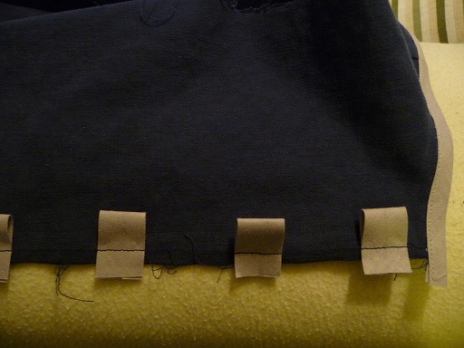 Bias binding strips sewn